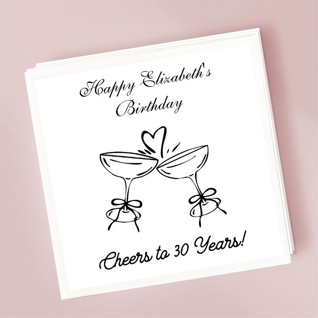 Serviette En Papier B&W moderne Cheers à 30 ans Anniversaire serviette (Créateur téléchargé)