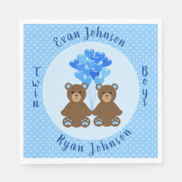 Serviette En Papier Baby Bear Boy Twins Papier serviettes