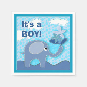 Serviette En Papier Baby Blue Elephant C'est un Baby shower garçon