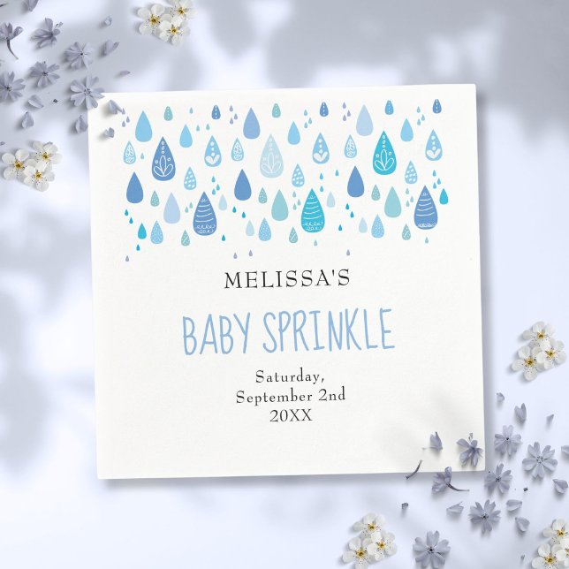 Serviette En Papier Baby Blue Raindrops Baby Boy Sprinkle Douche (Baby Blue Raindrops Baby Boy Sprinkle Shower Napkins)