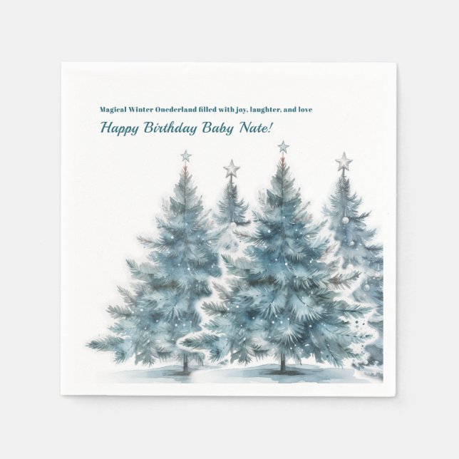 Serviette En Papier Baby Blue Winter Onederland 1er anniversaire fête (Devant)