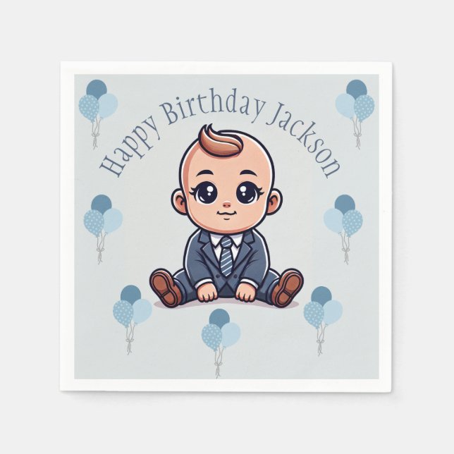 Serviette En Papier Baby Boss Anniversaire Papier de fête (Devant)