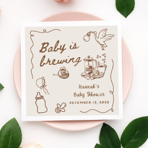 Serviette En Papier Baby Café Dessiné fait Bouillonner la Baby Shower