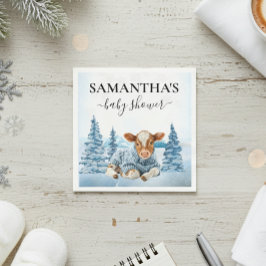 Serviette En Papier Baby Cow Calf Christmas Winter Farm