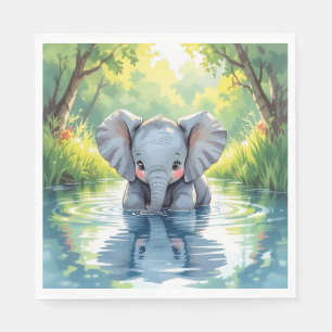 Serviette En Papier Baby Elephant Thème   Fête d'anniversaire