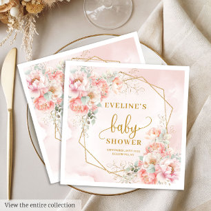 Serviette En Papier Baby Girl Douche blush or rose parties scintillant