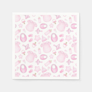 Serviette En Papier Baby Girl Douche rose