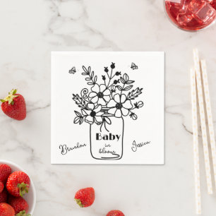 SERVIETTE EN PAPIER BABY IN BLOOM DOUCHE NOIRE & BLANCHE 