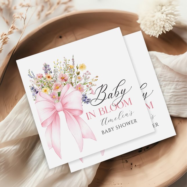 Serviette En Papier Baby In Bloom Fleur Sauvage Rose Baby Shower  (Créateur téléchargé)
