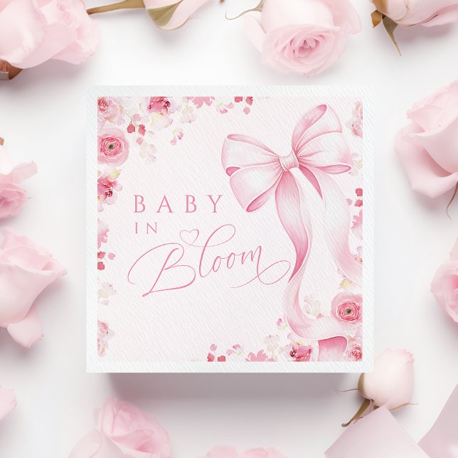 Serviette En Papier Baby in Bloom Pink  Bow Napkins  (Créateur téléchargé)