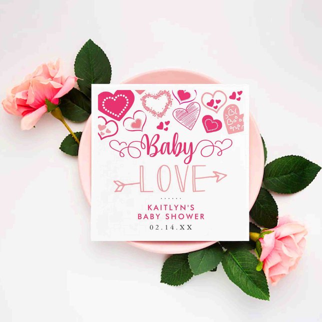 Serviette En Papier "Baby Love" Baby shower de la Saint Valentin (Créateur téléchargé)
