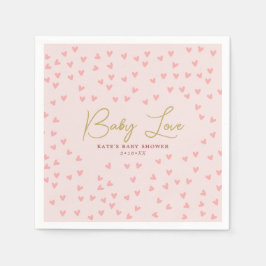Serviette En Papier Baby Love Pink Hearts Girl Baby shower