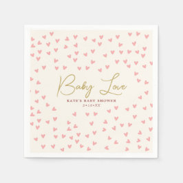 Serviette En Papier Baby Love Pink Hearts Girl Baby shower