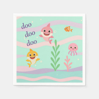 Serviette En Papier Baby Shark Party Theme Napkins 