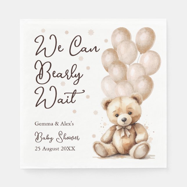 Serviette En Papier Baby shower à ballon d'ours (Devant)