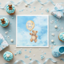 Serviette En Papier Baby shower à ballon flottant à ours en peluche mi