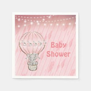 Serviette En Papier Baby shower à bulle à air chaud rose doux Elephant