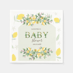 Serviette En Papier Baby shower à cadre citrons aquarelle