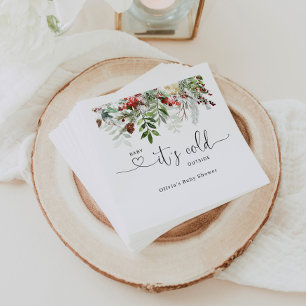 Serviette En Papier Baby shower à feuillage persistant hiver