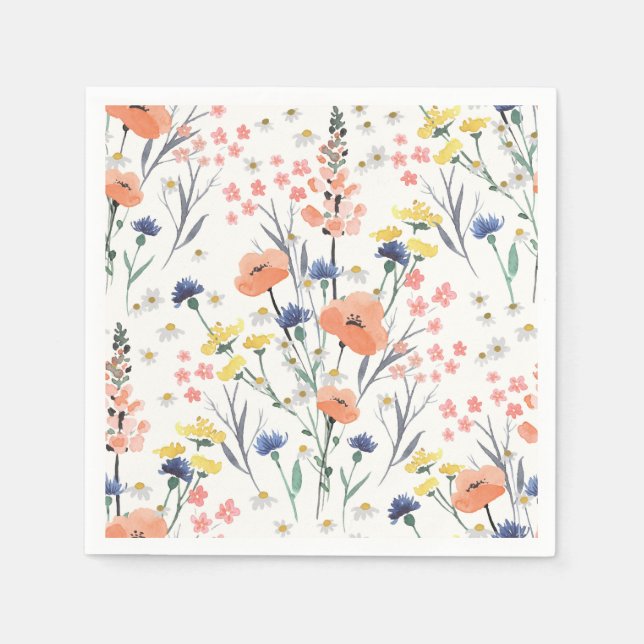 Serviette En Papier baby shower à fleurs d'aquarelle fleur sauvage (Devant)