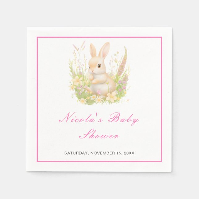 Serviette En Papier Baby shower à lapin de printemps (Devant)