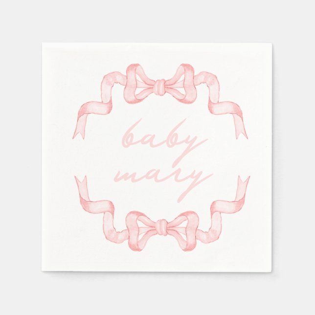 Serviette En Papier Baby shower à mâchoire rose personnalisé (Devant)