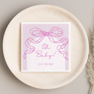 Serviette En Papier Baby shower à mâchoires cabossées de couleur rose