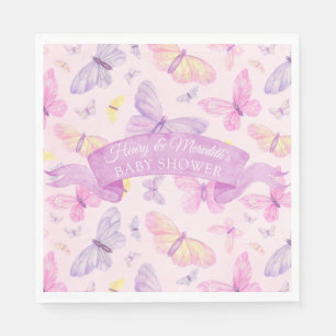 Serviette En Papier Baby shower à papillons roses et violets