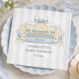 Serviette en papier Baby Shower à rayures bleues