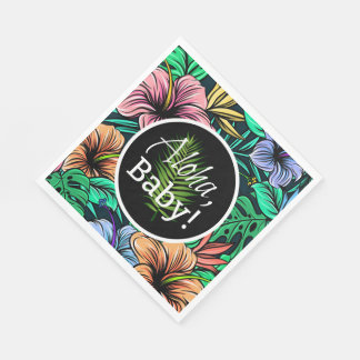 Serviette En Papier Baby shower à thème Aloha Baby Tropical Hibiscus