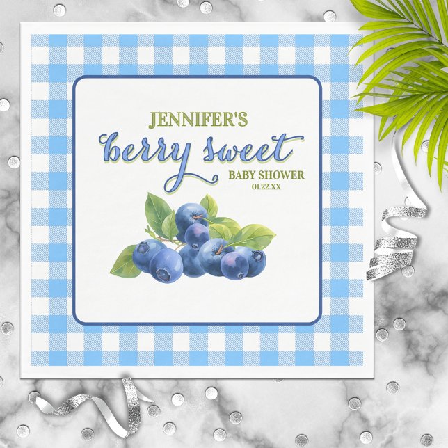 Serviette En Papier Baby shower à thème Berry Sweet Blueberry (Créateur téléchargé)