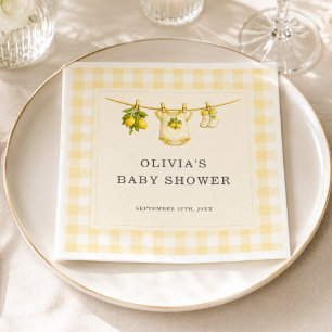 Serviette En Papier Baby Shower à thème citron et gingham : Lemon Can'