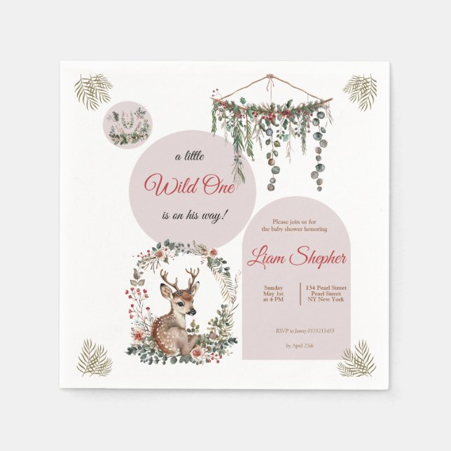 Serviette En Papier Baby shower à thème de Deer Deer (Devant)