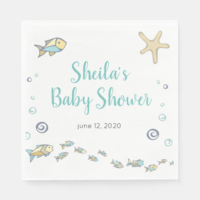Serviette En Papier Baby shower À thème Mer du Poisson (Devant)