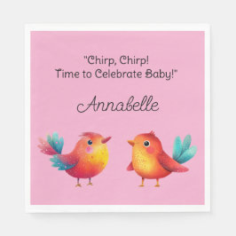 Serviette En Papier Baby shower À Thème Oiseau Mignonne Aquarelle