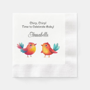 Serviette En Papier Baby shower À Thème Oiseau Mignonne Aquarelle