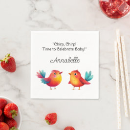 Serviette En Papier Baby shower À Thème Oiseau Mignonne Aquarelle