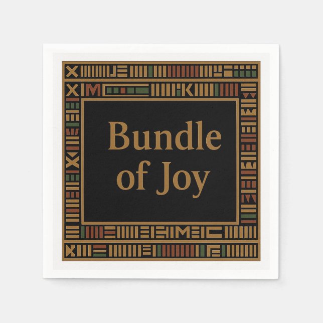 Serviette En Papier Baby shower africain Gold Kente Napkin (Devant)