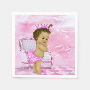 Serviette En Papier Baby shower afro-américain rose