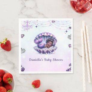 Serviette En Papier Baby shower Afro Mermaid