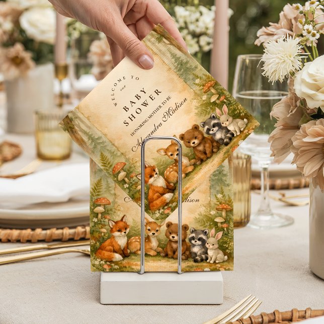 Serviette En Papier Baby Shower Amis de la Forêt de Bois (Créateur téléchargé)