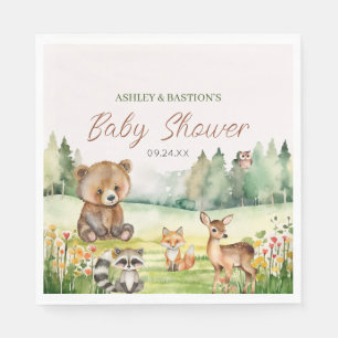 Serviette En Papier Baby shower animal blanc neutre mignon