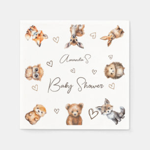 Serviette En Papier Baby shower animal de la forêt