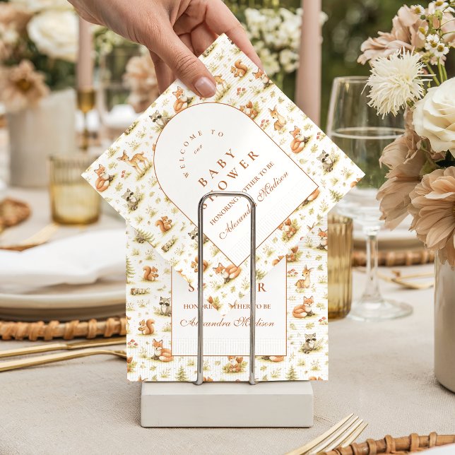 Serviette En Papier Baby Shower Animaux de la Forêt de Bois (Créateur téléchargé)