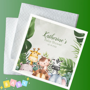 Serviette En Papier Baby Shower Animaux de la Jungle Mignons