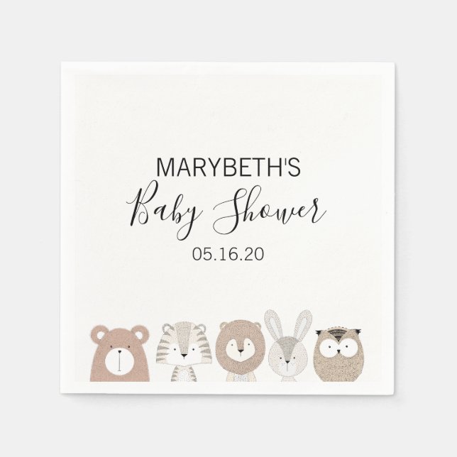 Serviette En Papier Baby shower animaux sauvages mignons serviettes (Devant)