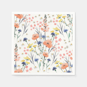 Serviette En Papier Baby shower aquarelle florale fleurs sauvages