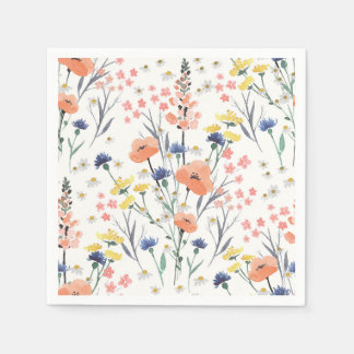 Serviette En Papier Baby shower aquarelle florale fleurs sauvages