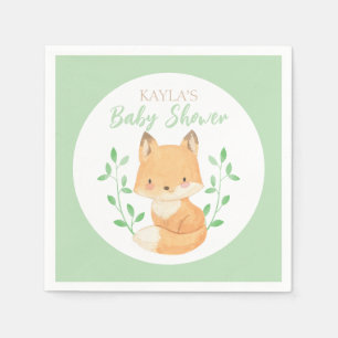 Serviette En Papier Baby shower aquarelle Fox, personnalisé