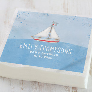 Serviette En Papier Baby shower Aquarelle mignonne Whimsail bateau